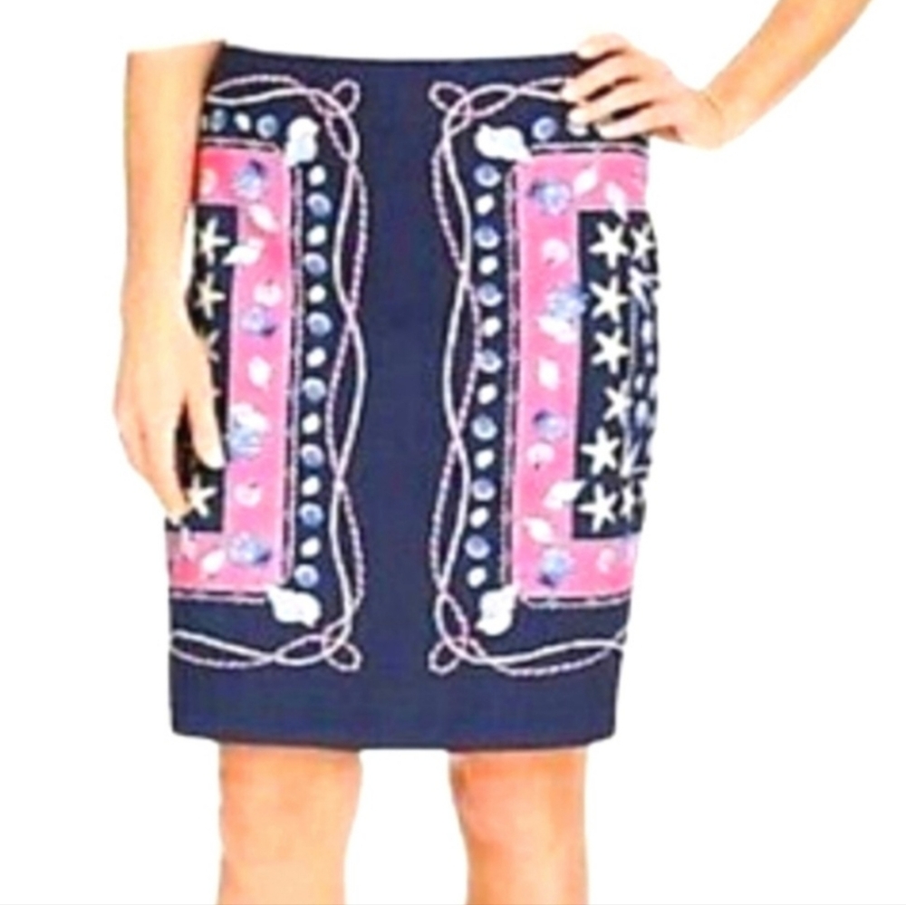 Talbots Seashell Nautical Print Pink And Blue Ski… - image 1